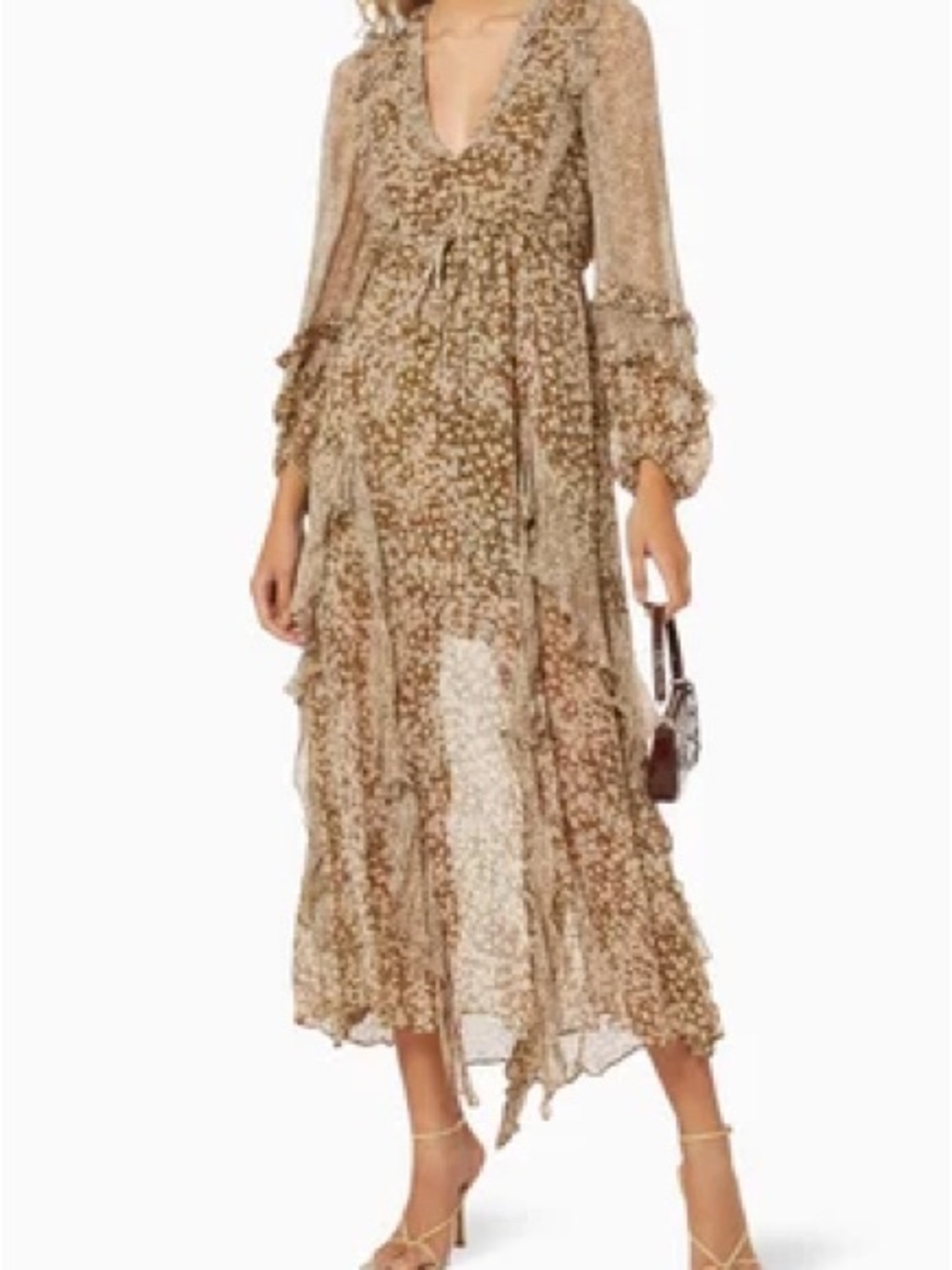 Shona Joy Ruffle Maxi Dress in Green Floral
